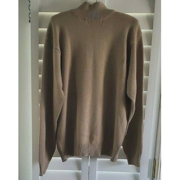 Oscar De La Renta Sweater Mens L Pullover Hipster 1/4 Zip Knit Brown Light - Picture 7 of 7